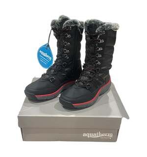 Aquatherm Santana Canada Racer Waterproof Faux Fur Winter Boots Black Red Size 9